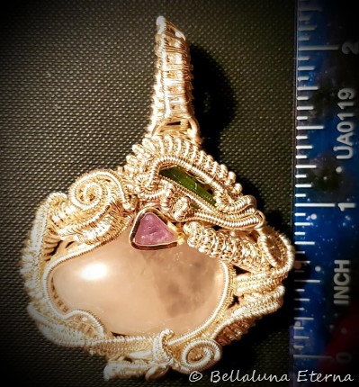 Rose Quartz, Green Tourmaline and Amethyst Necklace Pendant