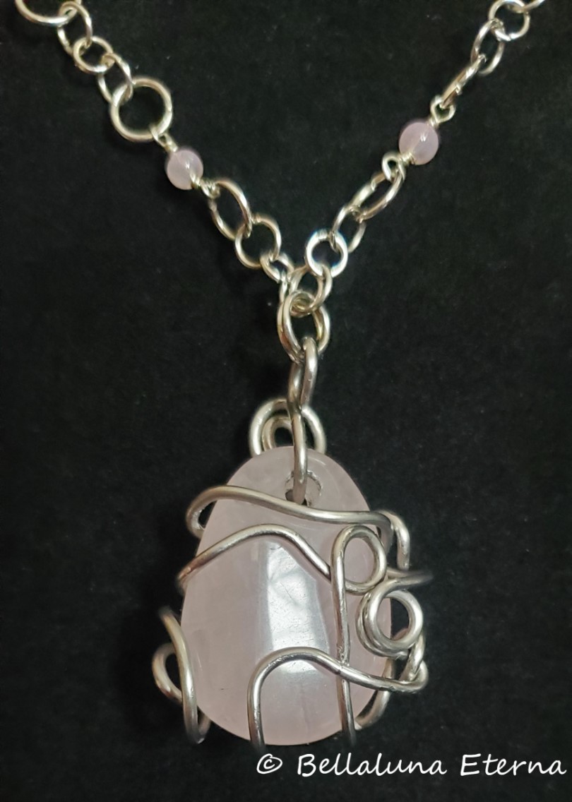 Stainless Steel Rose Quartz Necklace