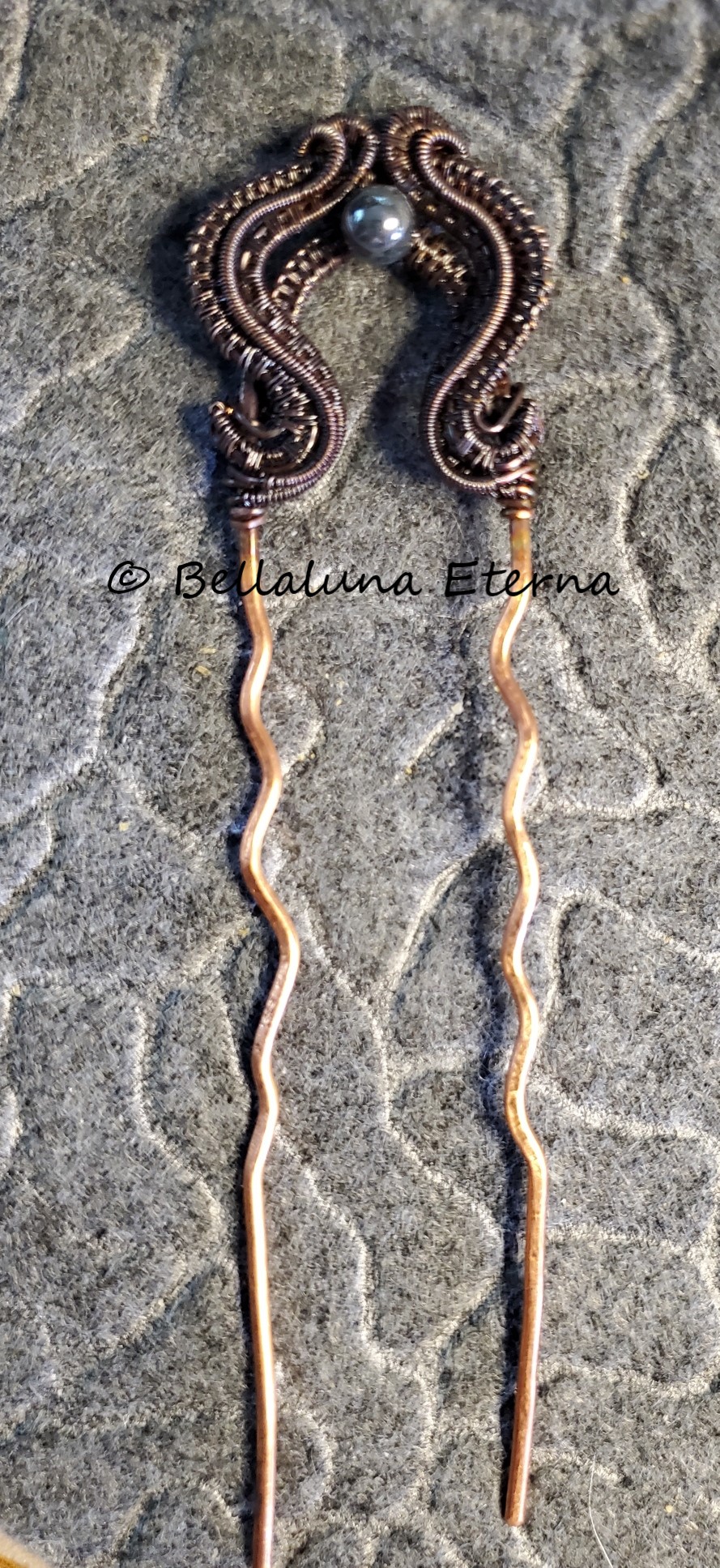 Hematite Ornamental Hair Fork