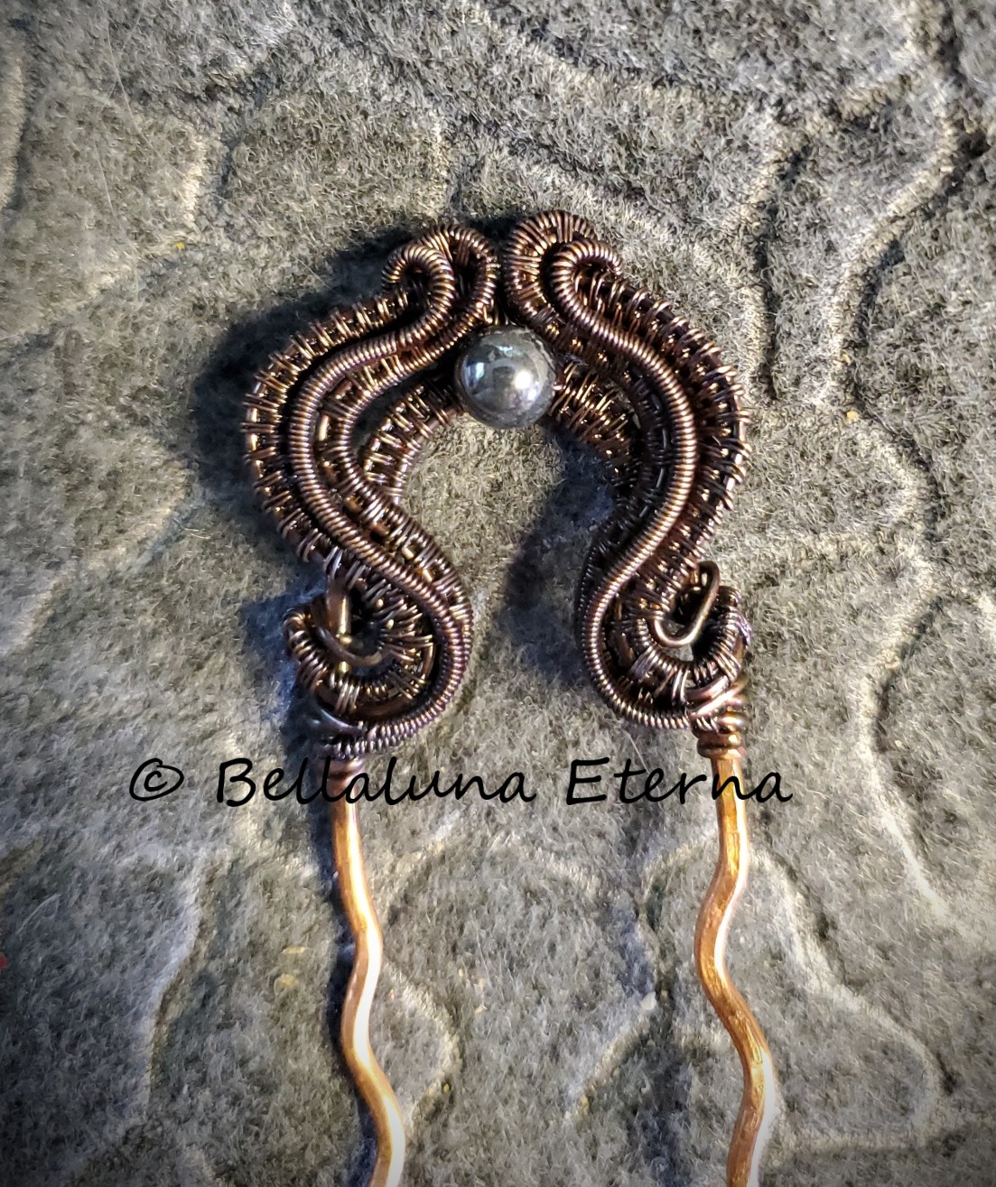 Hematite Ornamental Hair Fork